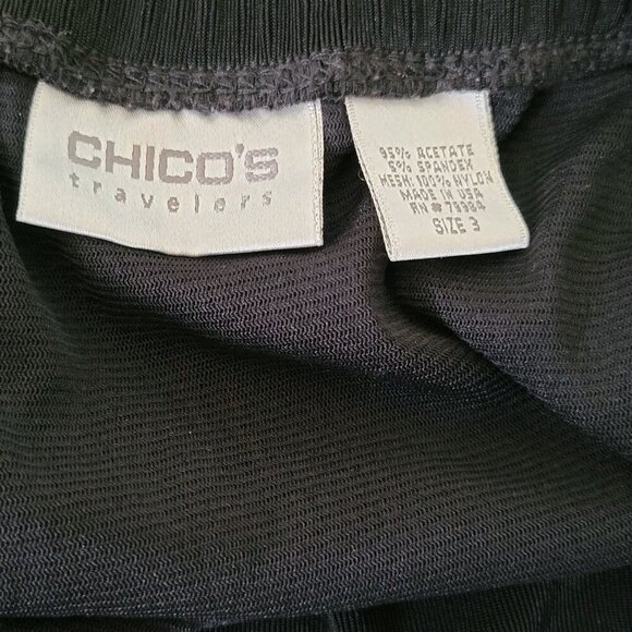 Chico’s Travelers Skirt XL Size 3 Black Handkerchief Hem Sexy Slinky - Picture 4 of 4